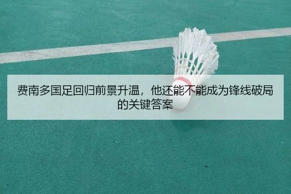 费南多国足回归前景升温，他还能不能成为锋线破局的关键答案